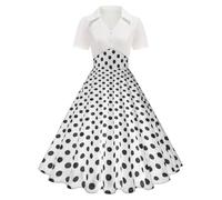 Robe Vintage AnnéEs 50 Pin Up Femme ImpriméE à Pois Mi Longue EléGante Style 1950'S Audrey Hepburn Froncé à Volants Robe AnnéE 60 Rockabilly Oversize l'ourlet Comfort