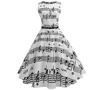 Robe Vintage AnnéEs 50 Pin Up Femme Rétro Robe de Soiree Chic et Élégant Col Rond Robe de Cocktail sans Manches Vintage Robe Année 50s Pin-up Rockabilly Swing Robe de Bal