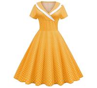 Robe Vintage Années 50 Pin Up Swing Elégantes RéTro AnnéE 50s Pin-Up Rockabilly Swing à Pois De Cocktail FêTe CéRéMonie sans Manche Vintage Robe