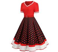 Robe Vintage Années 50 Pin Up Swing Elégantes RéTro AnnéE 50s Pin-Up Rockabilly Swing à Pois De Cocktail FêTe CéRéMonie sans Manche Vintage Robe