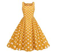 Robe Vintage Années 50 Pin Up Swing Elégantes RéTro AnnéE 50s Pin-Up Rockabilly Swing à Pois sans Manche Robe De Cocktail FêTe CéRéMonie Soirée