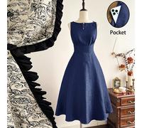 Robe vintage classique élégante pour femme, robe jacquard ajustée à encolure bateau pour l'automne/l'hiver, robe nuisette sans manches, robe rouge vin L,M,S,XL,XS,XXL,XXS,XXXL,XXXXLUnicoloreTissu tiss