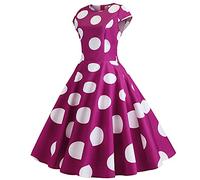 Robe vintage des années 1950 pour femme, col rond, robe rétro à pois, robe à manches courtes, extensible, taille haute, robe trapèze, robe trapèze évasée, robe de danse, club, festival, fête, rose