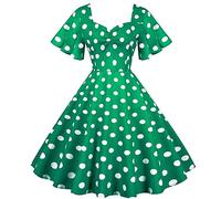 Robe Vintage Femme Année 30, Halloween Swing Robe Années 50 Au Genou Danse Robe Pas Cher Bal A-Line Robe Plissé Jupe À Carreaux Dos Nu Soirée Costume De Robe Robe Swing Chemise Robe Vintage