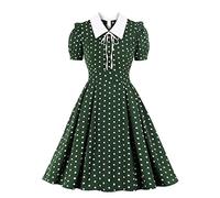 Robe Vintage Femme Année 40, Chic Et Elegant Chemise 1950s Plissé Robe Vintage Swing Cérémonie Jupe Plissée avec Nœud A-Line Robe Rose Cocktail Danse Robe Retour Au Genou Robe De Cocktail Robe Femme