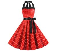 Robe Vintage Femme Années 20 40 50 60 Pin up Rockabilly Swing à Pois Chic et Elegant Robe de Soirée Cocktail au Genou sans Manche A-Line Taille Haute Ete Robe Femme Soiree,Rouge,XXL,f113w