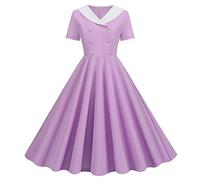 Robe Vintage Femme Rose Années 50 Pin Up Swing Élégante Rétro Rockabilly à Pois De Cocktail Sans Manche Fête Cérémonie