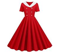 Robe Vintage Femme Rose Années 50 Pin Up Swing Elégante Rétro Rockabilly à Pois De Cocktail Sans Manche Fête Cérémonie