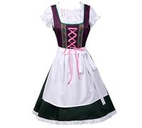 Robe violette et noire avec tablier, costume de jupe bière for femme haut en mousseline blanche volants(Medium)