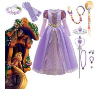 Robe violette Rapunzel pour fille, costume de cosplay Tangled, Halloween, Noël, carnaval, fête d'anniversaire, vêtements de cosplay, 2-10 ans Braids Only J