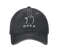 ROBEIUO Casquette en Jean Bonne Nuit Punpun Manga Hommes Femmes Casquettes de Baseball Oyasumi Drôle Anime Dessin Animé Distressed Washed Casquettes Chapeau Vintage Extérieur Snapback