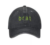 ROBEIUO Casquette en Jean Casquette de Baseball Unisexe Charli Brat Album Charli XCX Pop Music Distressed Denim Washed Caps Hat Casual Unstructured Soft Sun Cap