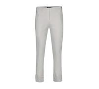 Robell Style BELLA09 - Pantalon Femme 7/8 Confortable et Stretch, Jambe Droite avec Revers et Poches arrières Couleur Argent Taille 50