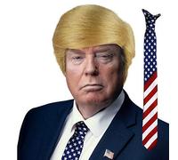 Robelli Blond USA President Perruque avec Étoiles & Bandes Ensemble Cravate