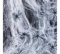 Robelli Lot de 2 toiles d'araignée extensibles avec des araignées pour Décoration Halloween