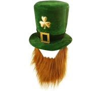 Robelli Vert foncé St Patrick Day Déguisement Fantaisie Chapeau De Leprechaun avec Barbe