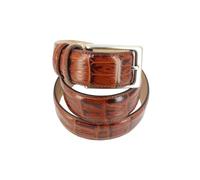 Robert Charles. Ceinture aspect reptile. empreinte croco, Cuir. crocodile Tan - Uni - FABRIQUE EN ITALIE.