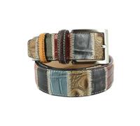 Robert Charles. Ceinture aspect reptile. Patchwork, Cuir. Marron reptilien - Uni - FABRIQUE EN ITALIE.