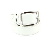 Robert Charles. Ceinture classiques. surpiquée, Cuir. Blanc - Uni - FABRIQUE EN ITALIE.