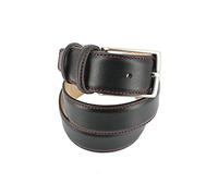 Robert Charles. Ceinture classiques. vitello surpiqué, Cuir. noir rouge - Uni - FABRIQUE EN ITALIE.