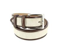 Robert Charles. Ceinture en daim. surpiquée, Cuir. Beige - Uni - FABRIQUE EN ITALIE.