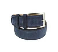 Robert Charles. Ceinture en daim. surpiquée, Cuir. Bleu Marine - Uni - FABRIQUE EN ITALIE. L : 92-100cm