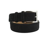 Robert Charles. Ceinture en daim. surpiquée, Cuir. Noir - Uni - FABRIQUE EN ITALIE. L : 92-100cm