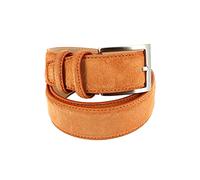 Robert Charles. Ceinture en daim. surpiquée, Cuir. Orange - Uni - FABRIQUE EN ITALIE. L : 92-100cm