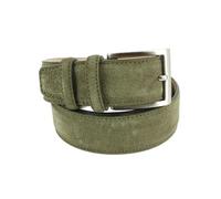 Robert Charles. Ceinture en daim. surpiquée, Cuir. Vert Kaki - Uni - FABRIQUE EN ITALIE.