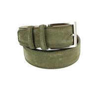 Robert Charles. Ceinture en daim. surpiquée, Cuir. Vert Kaki - Uni - FABRIQUE EN ITALIE. XL : 100-107cm