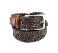 Robert Charles. Ceinture tressée. souple, Cuir. Marron et bleu - Motifs - FABRIQUE EN ITALIE. M : 84-92cm