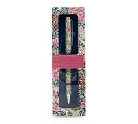 Robert Frederick William Morris Cray Stylo à bille dans un coffret cadeau - Pointe torsadée à encre noire - Stylo d'écriture élégant avec motif floral classique