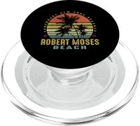 Robert Moses Beach Retro Palm Sunset - Beach Lover PopSockets PopGrip pour MagSafe