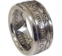 RobertDTesta Bague De Pièce De Monnaie Morgan 1921 Bague De Lettrage Sauvage Hommes Et Femmes Américains Rétro Punk Bague De Pièce De Monnaie En Alliage De Mode Bijoux Plaqués Argent,Argent,13