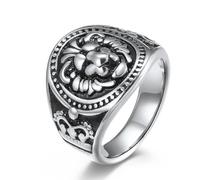 RobertDTesta Bague En Acier Inoxydable À Tête De Lion Européen Et Américain, Bague En Titane À Tête De Lion Vintage,Argent,9