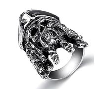 RobertDTesta Bague En Acier Inoxydable Crâne De Pirate Pour Hommes Pirates Des Caraïbes Bague Tête De Jack Mode Bijoux De Film Punk Rock,Argent,12