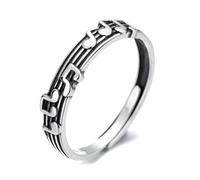 RobertDTesta Bague En Argent Sterling S925 Pour Femme, Bague Ajustable En Forme De Note Vintage,Argent,8