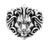 RobertDTesta Bague Ouverte Tête De Lion En Argent Sterling 925 Pour Homme, Bague De Déclaration Vintage Thai Silver Forest King Lion,Argent,10