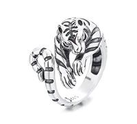 RobertDTesta Bague Tigre en Argent Sterling S925 pour Hommes Et Femmes, Bague De Couple Tigre Mode Rétro,Argent,11