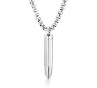 RobertDTesta Collier À Pendentif en Forme De Balle pour Homme, Collier en Acier Inoxydable De Type Vintage.,Argent,50cm