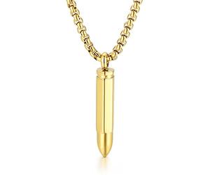 RobertDTesta Collier À Pendentif en Forme De Balle pour Homme, Collier en Acier Inoxydable De Type Vintage.,d'or,50cm