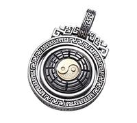 RobertDTesta Les Hommes Et Les Femmes Peuvent Tourner Taiji Bagua Pendentif En Argent Sterling,Collier De Rotation Bagua Symboles Yin Et Yang Vintage Taoïste,Argent,pendant+chain 50cm