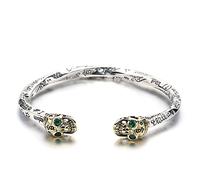 RobertDTesta S925 Argent Sterling Bracelet Graffiti Tête De Mort pour Homme, Bracelet Graffiti Tête De Mort Ouvert Vintage,Argent,18cm~22cm