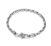 RobertDTesta S925 Bracelet En Argent Sterling Avec Pilon Vajra À Six Caractères, 3.5Mm Bracelet Simple À Six Caractères Pour Hommes Et Femmes,Argent,20cm