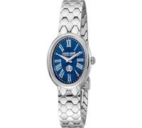 Roberto Cavalli by Franck Muller - Montre à Quartz pour Femme Mode Bracelet et boîtier en Acier Inoxydable Couleur Gris Affichage analogique Bleu - RV1L196M0041