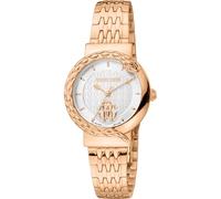 Roberto Cavalli by Franck Muller Montre analogique à Quartz Femme avec Bracelet en Acier Inoxydable RV1L156M1081, Gris Argent, Mode