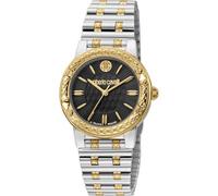 Roberto Cavalli by Franck Muller Montre analogique à Quartz Femme avec Bracelet en Acier Inoxydable RV1L188M0091, Noir, Mode