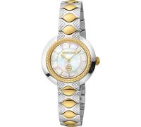 Roberto Cavalli by Franck Muller Montre analogique à Quartz pour Femme avec Bracelet en Acier Inoxydable RV1L180M0051, Blanc Antique., Mode