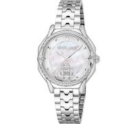 Roberto Cavalli by Franck Muller Montre analogique à Quartz pour Femme avec Bracelet en Acier Inoxydable RV1L225M0041, Gris Argent, Mode