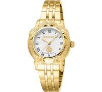 Roberto Cavalli by Franck Muller Montre analogique à Quartz pour Femme avec Bracelet en Acier Inoxydable RV1L227M0051, Gris Argent, Mode